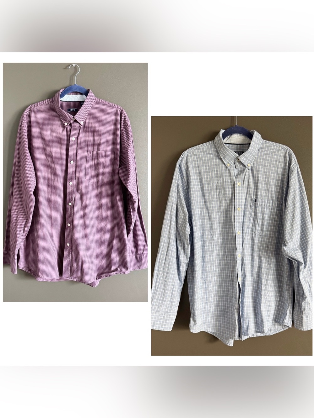 Izod Men's Check Button-Down Shirt - Purple and Light Blue - 2 pack
